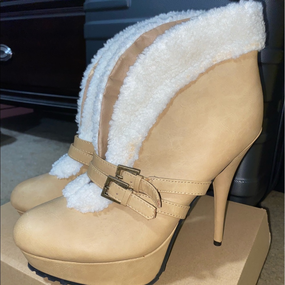 Faux Fur Platform Booties-Women Size 10-NEW, Never Worn